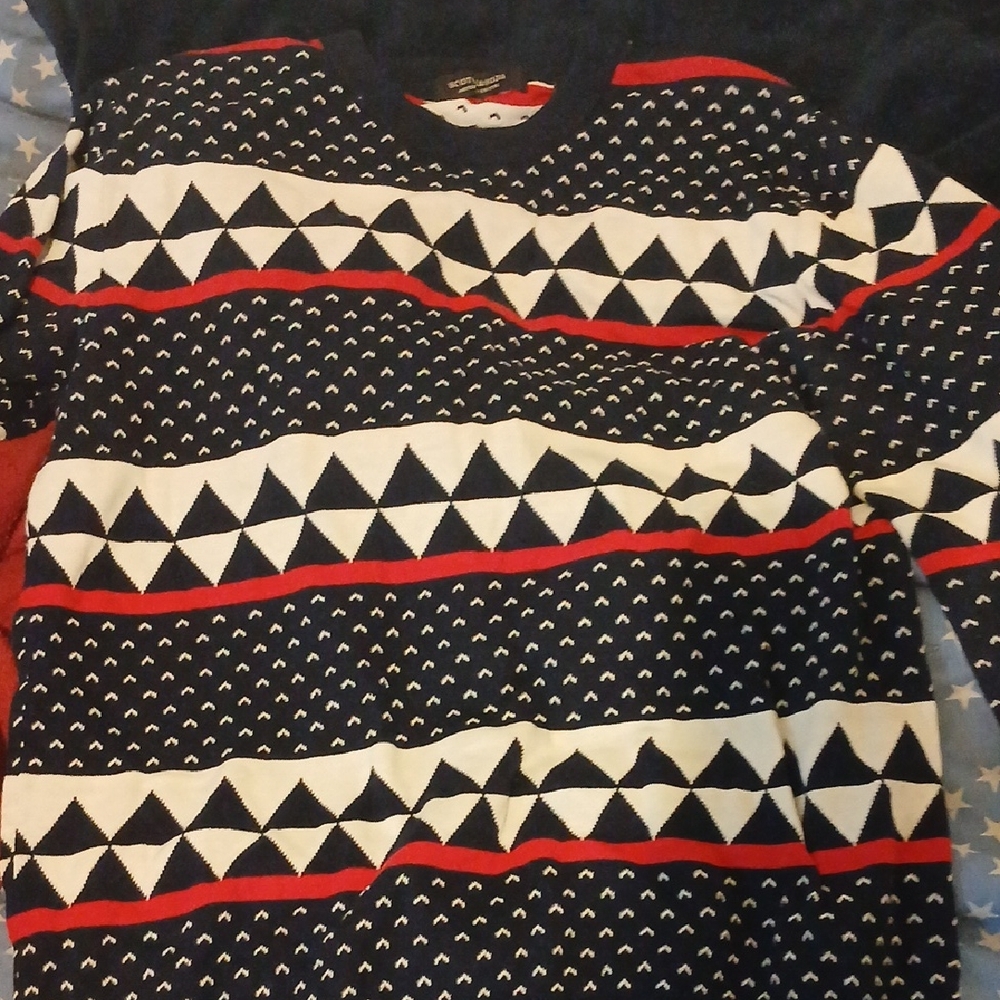 Scotch & Soda Navy and Red Sweater